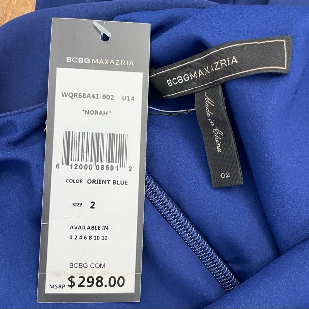 New BCBGMaxazria Norah Blue Sleeveless Evening Dress Gown Size 2 Bridesmaid Prom - Picture 11 of 15